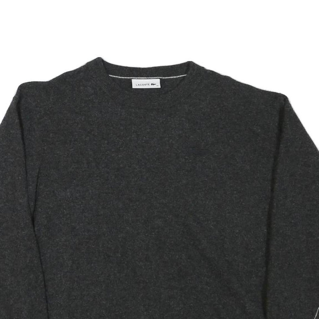 LACOSTE Mens Charcoal Plain Wool Jumper Crew Neck Basic Knit XS