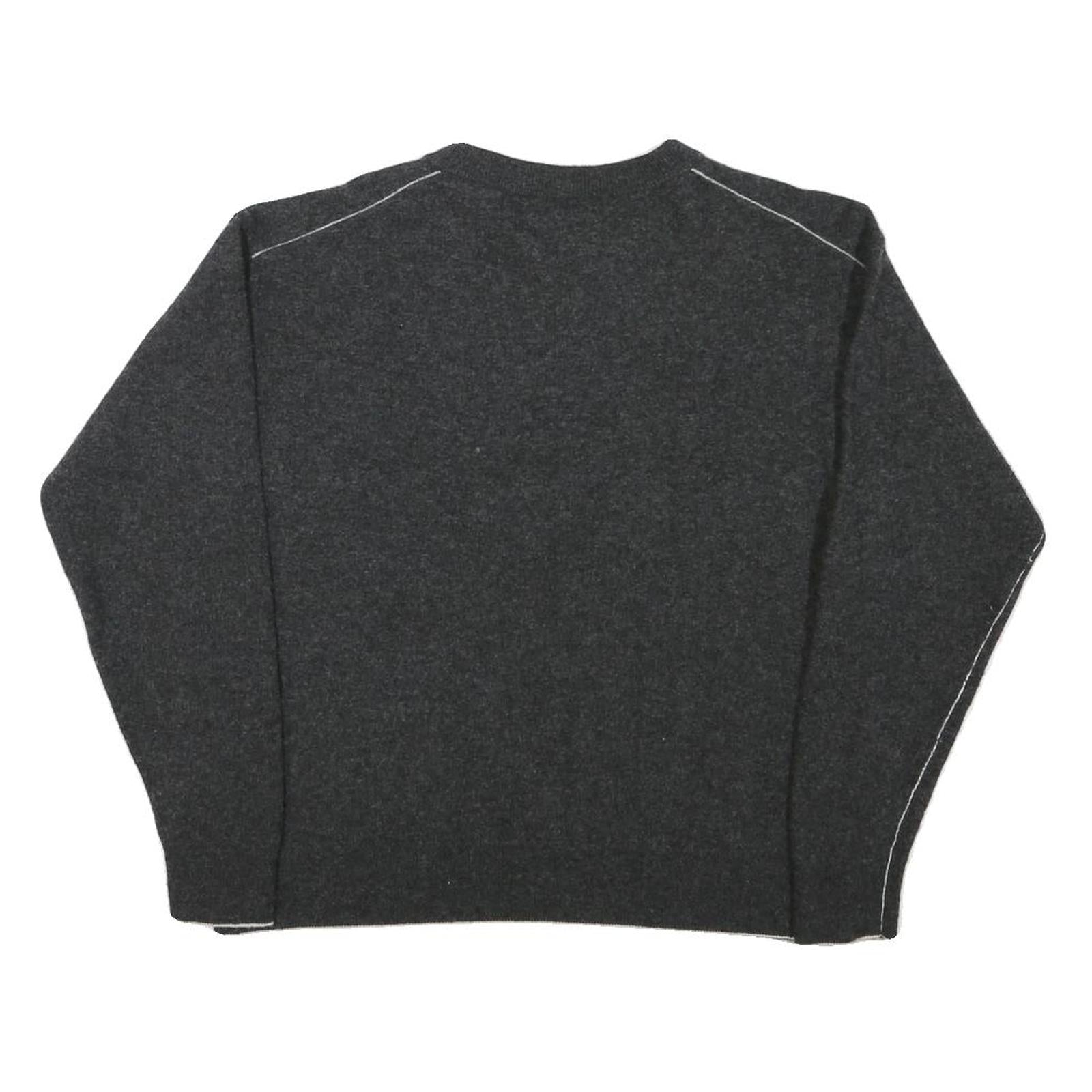 LACOSTE Mens Charcoal Plain Wool Jumper Crew Neck Basic Knit XS
