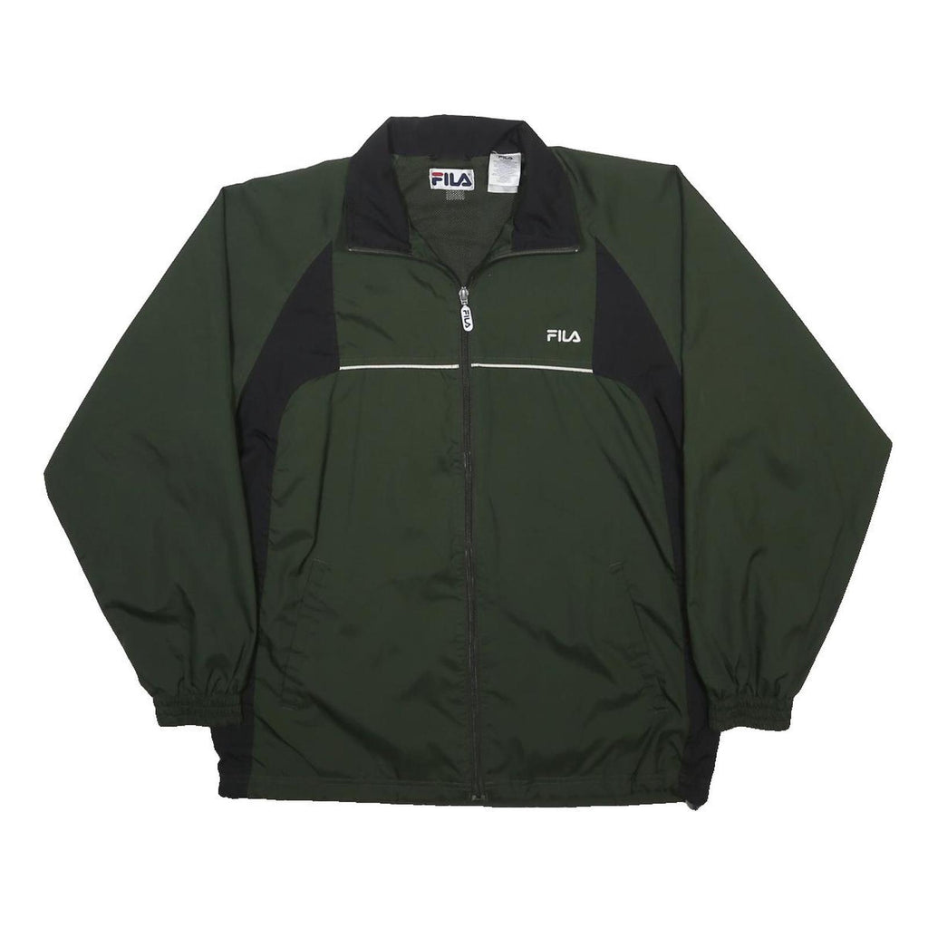 FILA Mens Green & Black Track Jacket S Polyester Zip Sports Casual Lightweight