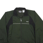 FILA Mens Green & Black Track Jacket S Polyester Zip Sports Casual Lightweight