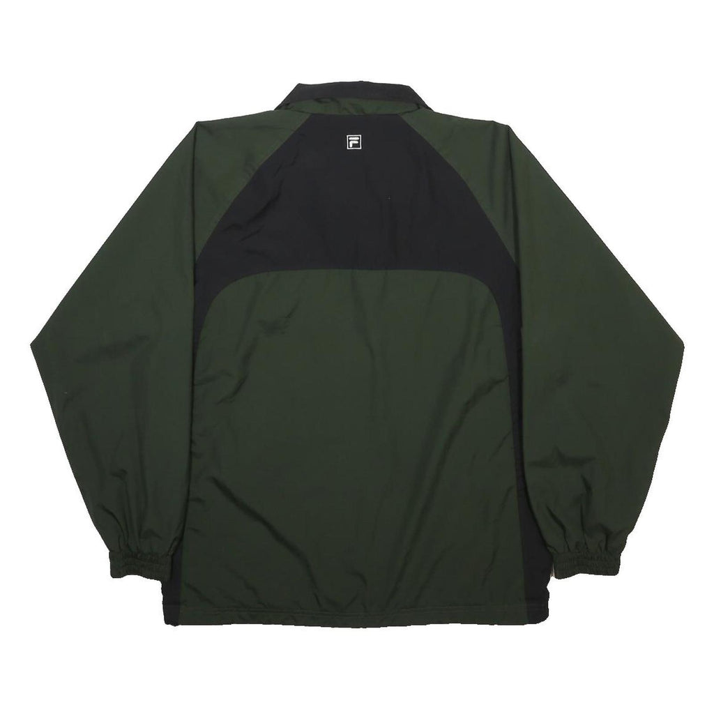 FILA Mens Green & Black Track Jacket S Polyester Zip Sports Casual Lightweight