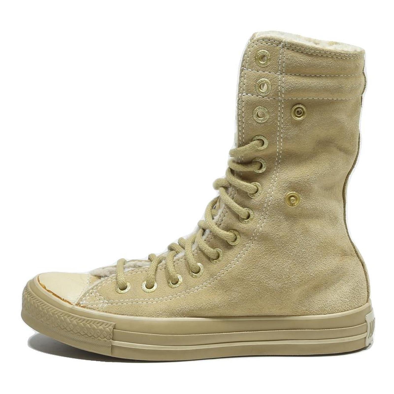 CONVERSE Chuck Taylor All Star Womens Ankle Boots Beige Leather UK 4.5 Lace-Up