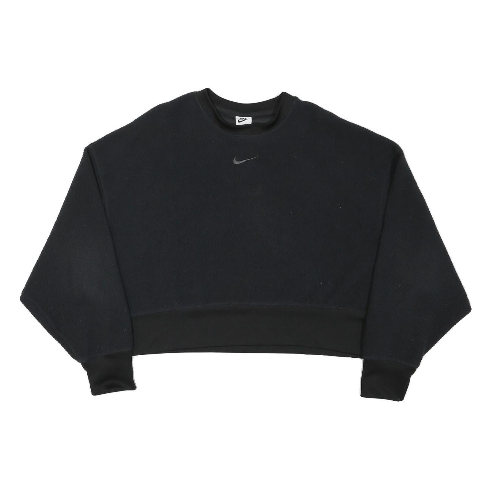 NIKE Womens Black Plain Crew Neck Basic Knit S Jumper Lightweight Comfort