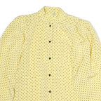 Womens Yellow & Black Polka Dot Basic Blouse Long Sleeve Stand-Up Neck Button M