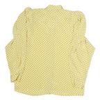 Womens Yellow & Black Polka Dot Basic Blouse Long Sleeve Stand-Up Neck Button M