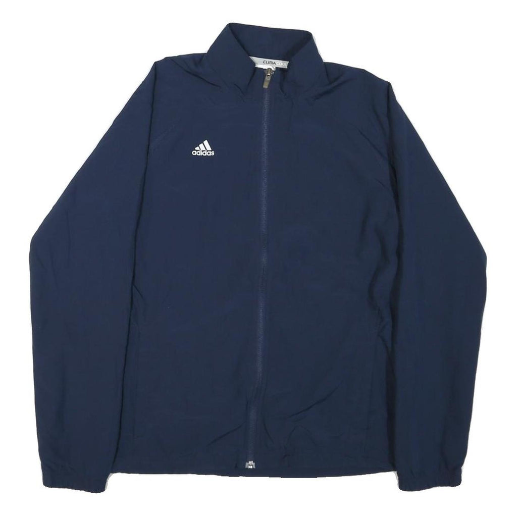 ADIDAS Womens Navy Blue Jacket UK 14 Polyester Blend Plain Zip Casual Sportswear