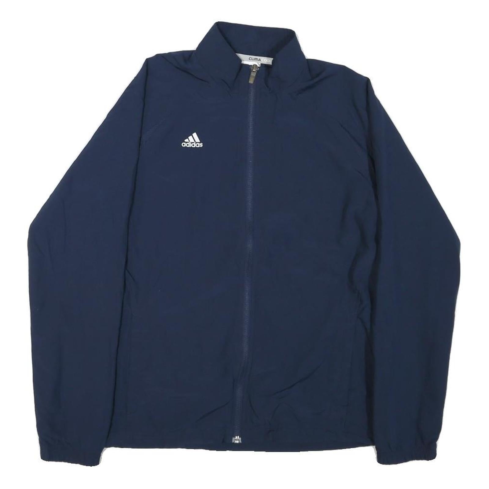 ADIDAS Womens Navy Blue Jacket UK 14 Polyester Blend Plain Zip Casual Sportswear