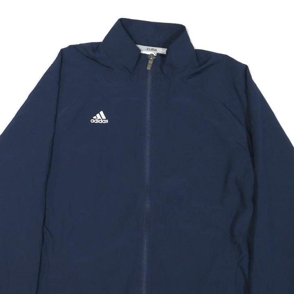 ADIDAS Womens Navy Blue Jacket UK 14 Polyester Blend Plain Zip Casual Sportswear