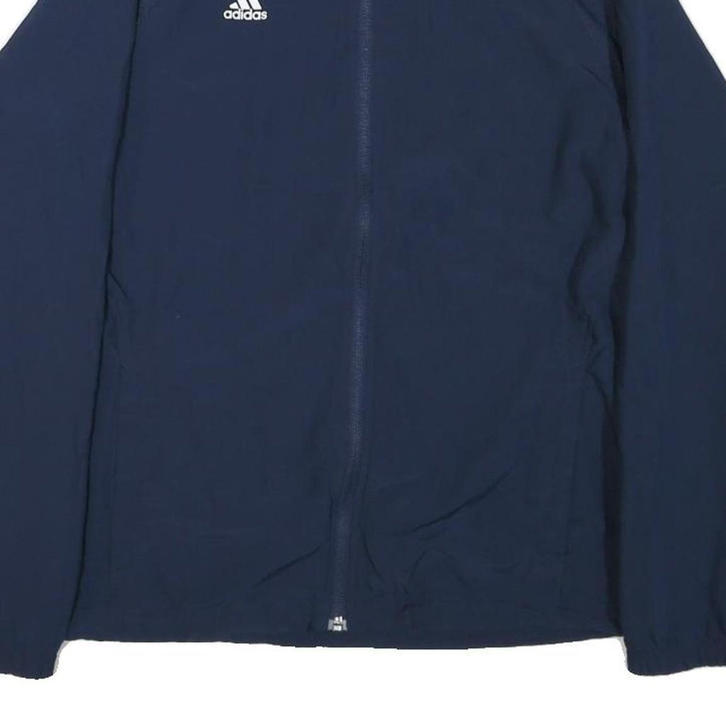 ADIDAS Womens Navy Blue Jacket UK 14 Polyester Blend Plain Zip Casual Sportswear