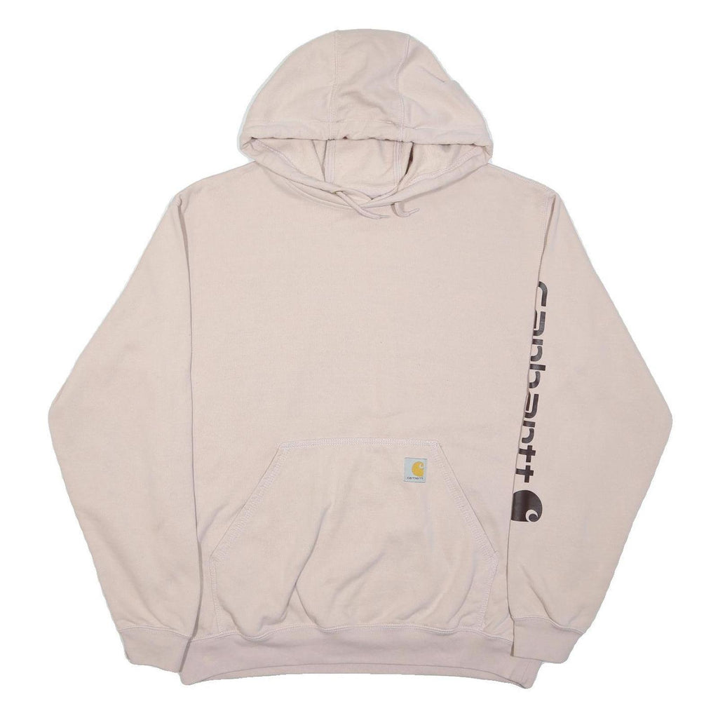 CARHARTT Womens Beige Hoodie L Cotton Blend Casual Pull Over Pouch Pocket
