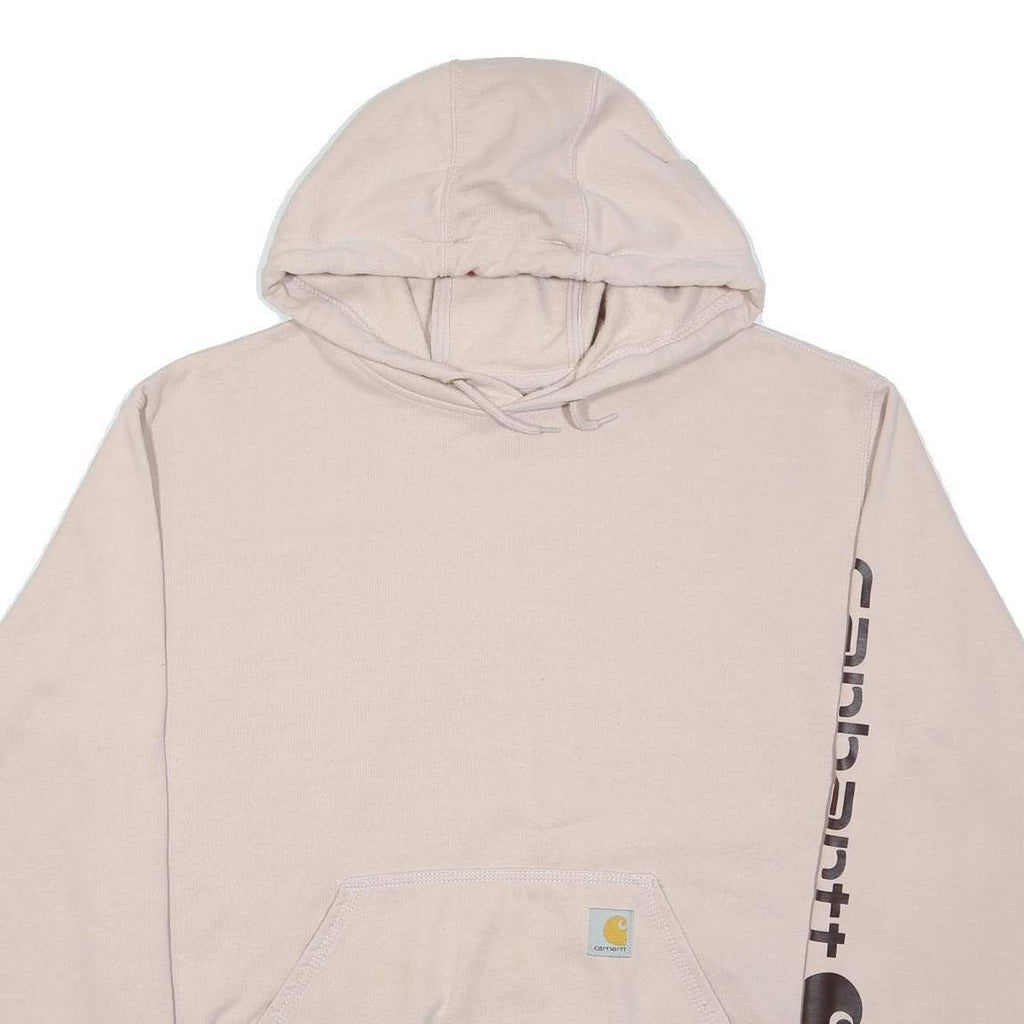 CARHARTT Womens Beige Hoodie L Cotton Blend Casual Pull Over Pouch Pocket