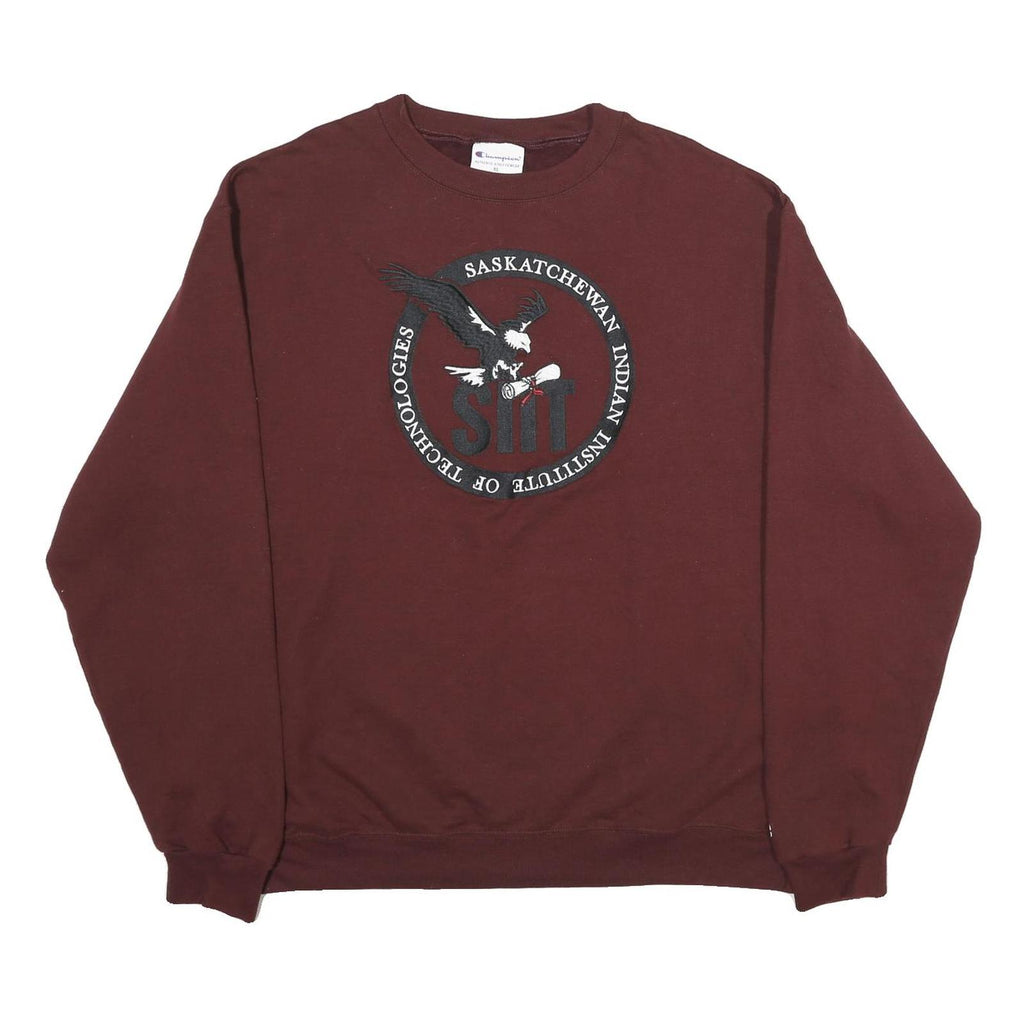 CHAMPION Mens Maroon Saskatchewan Indian Institute Sweatshirt Crew Neck XL