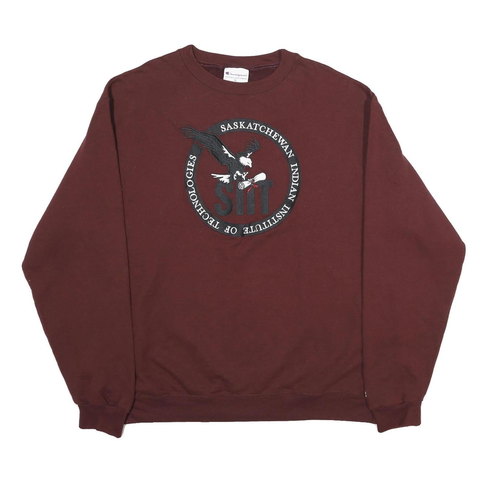 CHAMPION Mens Maroon Saskatchewan Indian Institute Sweatshirt Crew Neck XL