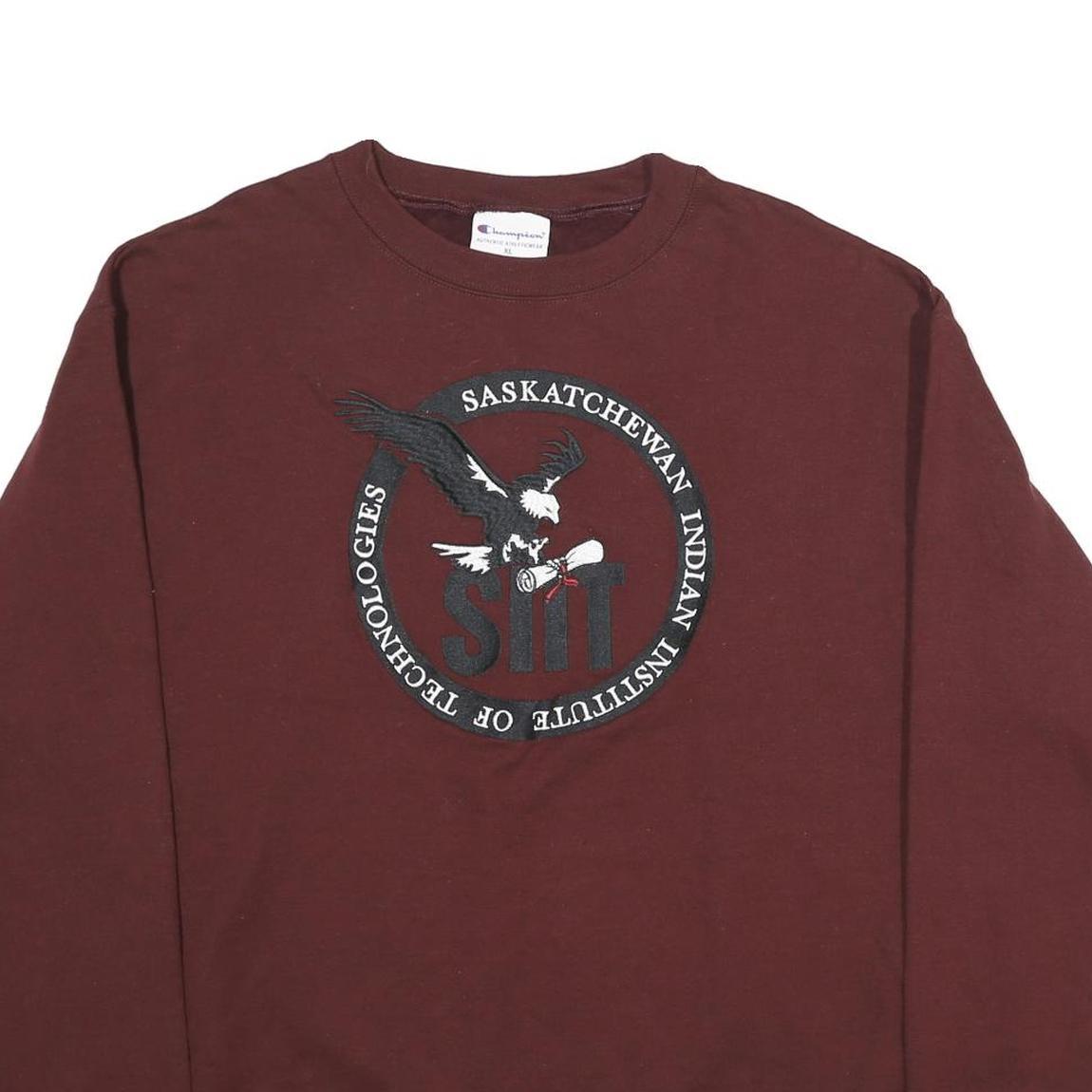 CHAMPION Mens Maroon Saskatchewan Indian Institute Sweatshirt Crew Neck XL