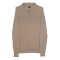 REISS Mens Beige Plain Wool Pullover 1/4 Zip Jumper S Winter Casual Knitwear