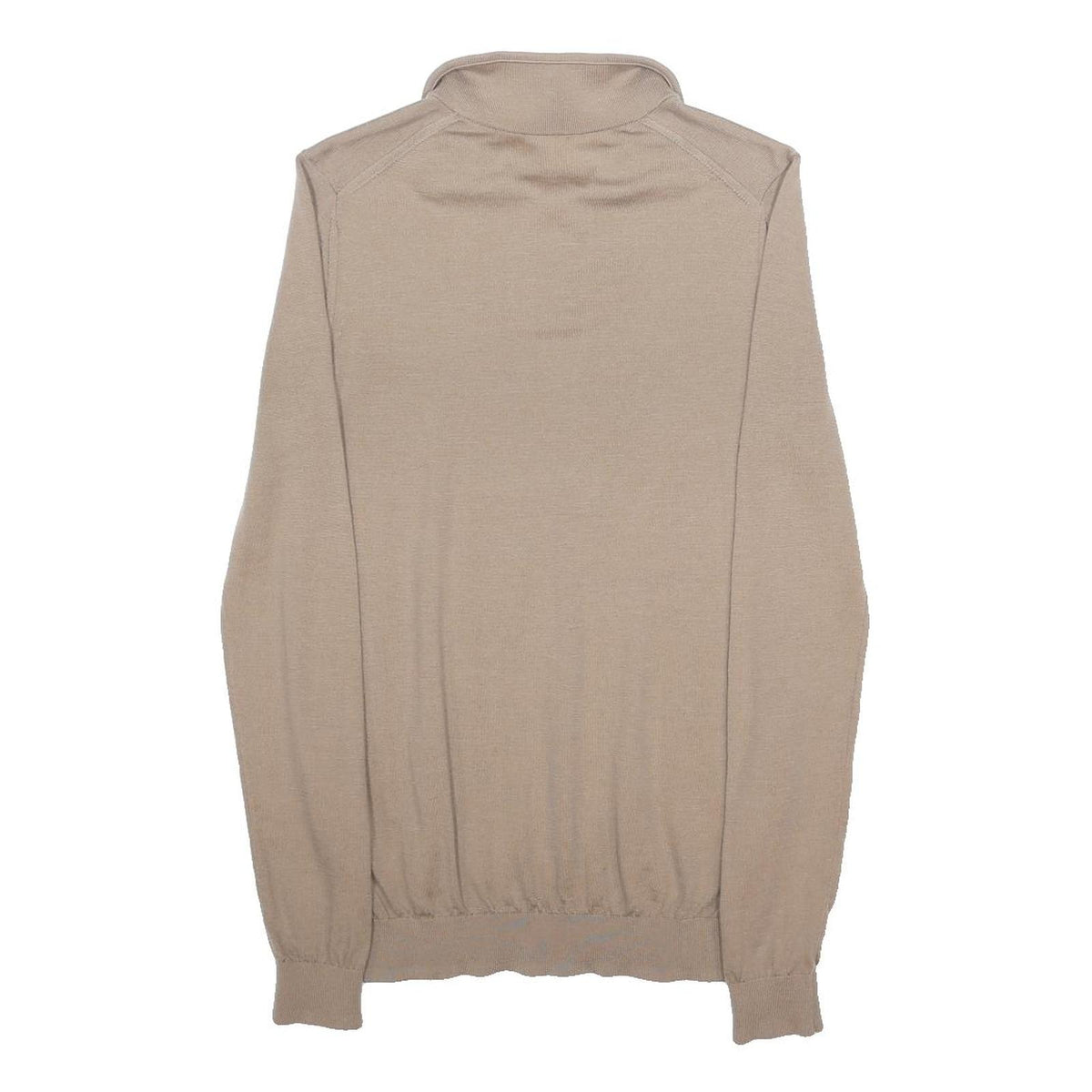 REISS Mens Beige Plain Wool Pullover 1/4 Zip Jumper S Winter Casual Knitwear