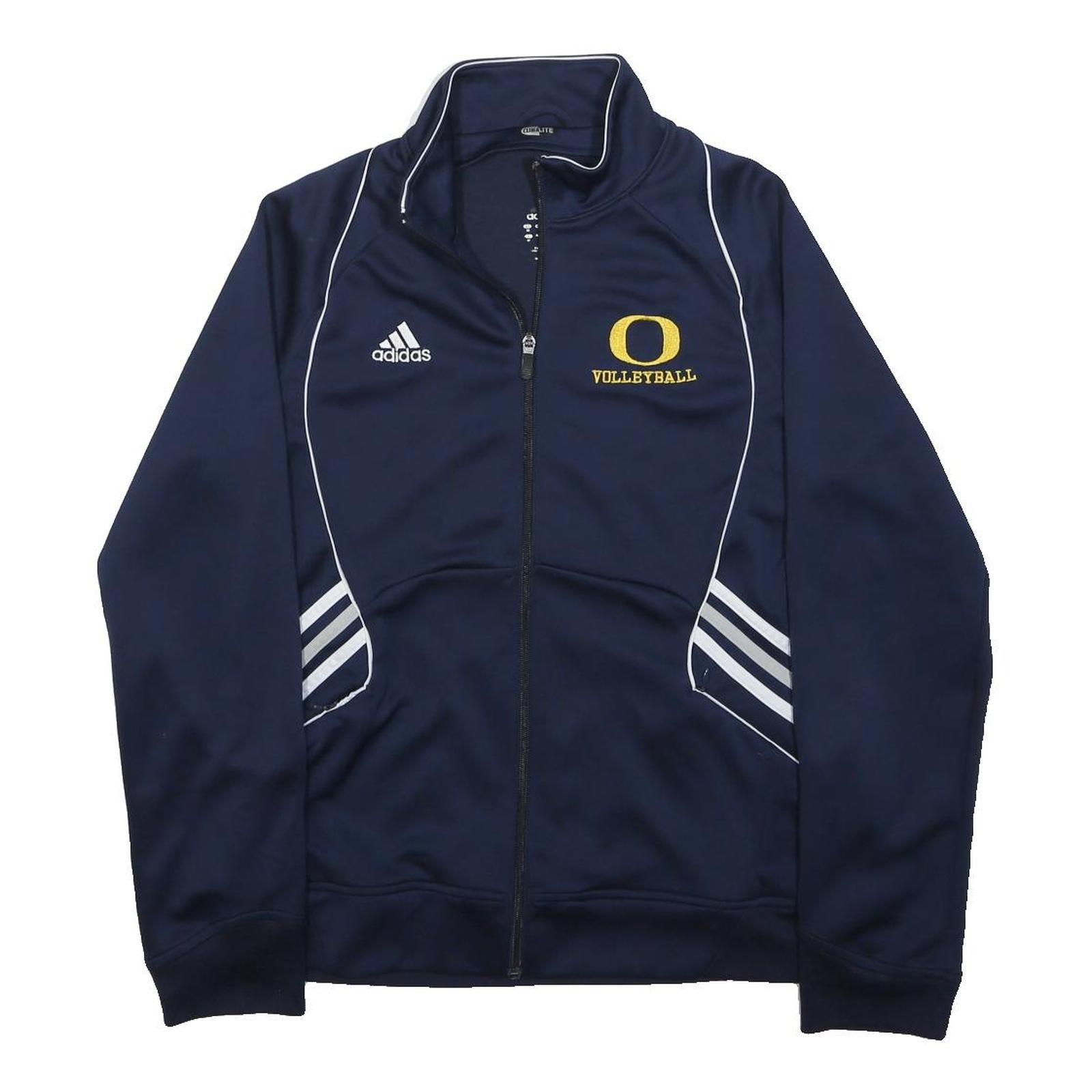 ADIDAS Womens Navy Blue Volleyball Track Jacket L Cotton Blend Zip Sportswear