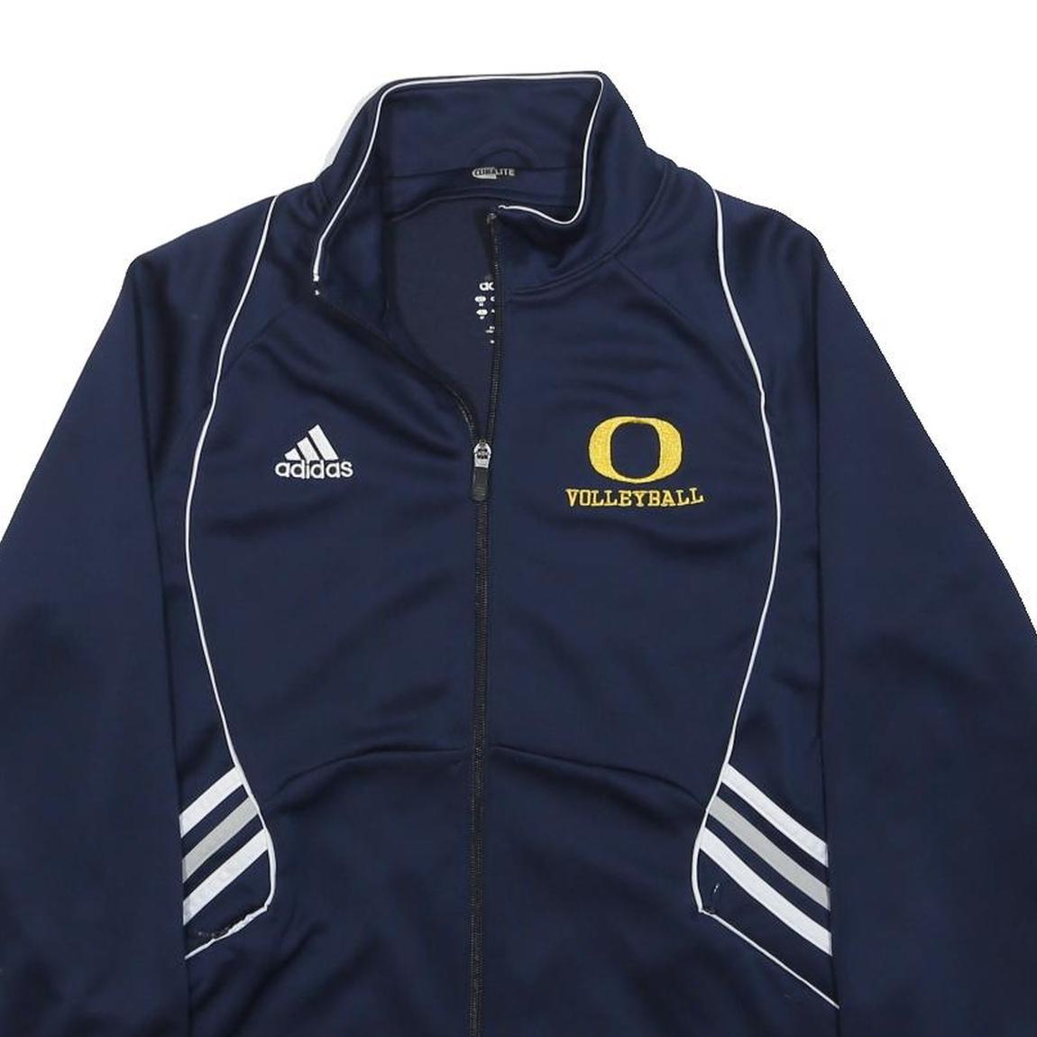 ADIDAS Womens Navy Blue Volleyball Track Jacket L Cotton Blend Zip Sportswear