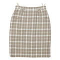 Womens Beige & White Checked Wool Pencil Midi Skirt M Classic Office Wear