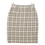 Womens Beige & White Checked Wool Pencil Midi Skirt M Classic Office Wear