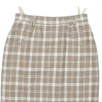 Womens Beige & White Checked Wool Pencil Midi Skirt M Classic Office Wear