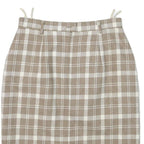 Womens Beige & White Checked Wool Pencil Midi Skirt M Classic Office Wear