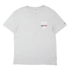 TOMMY JEANS Mens Grey Graphic T-Shirt XL Short Sleeve Crew Neck Cotton Blend