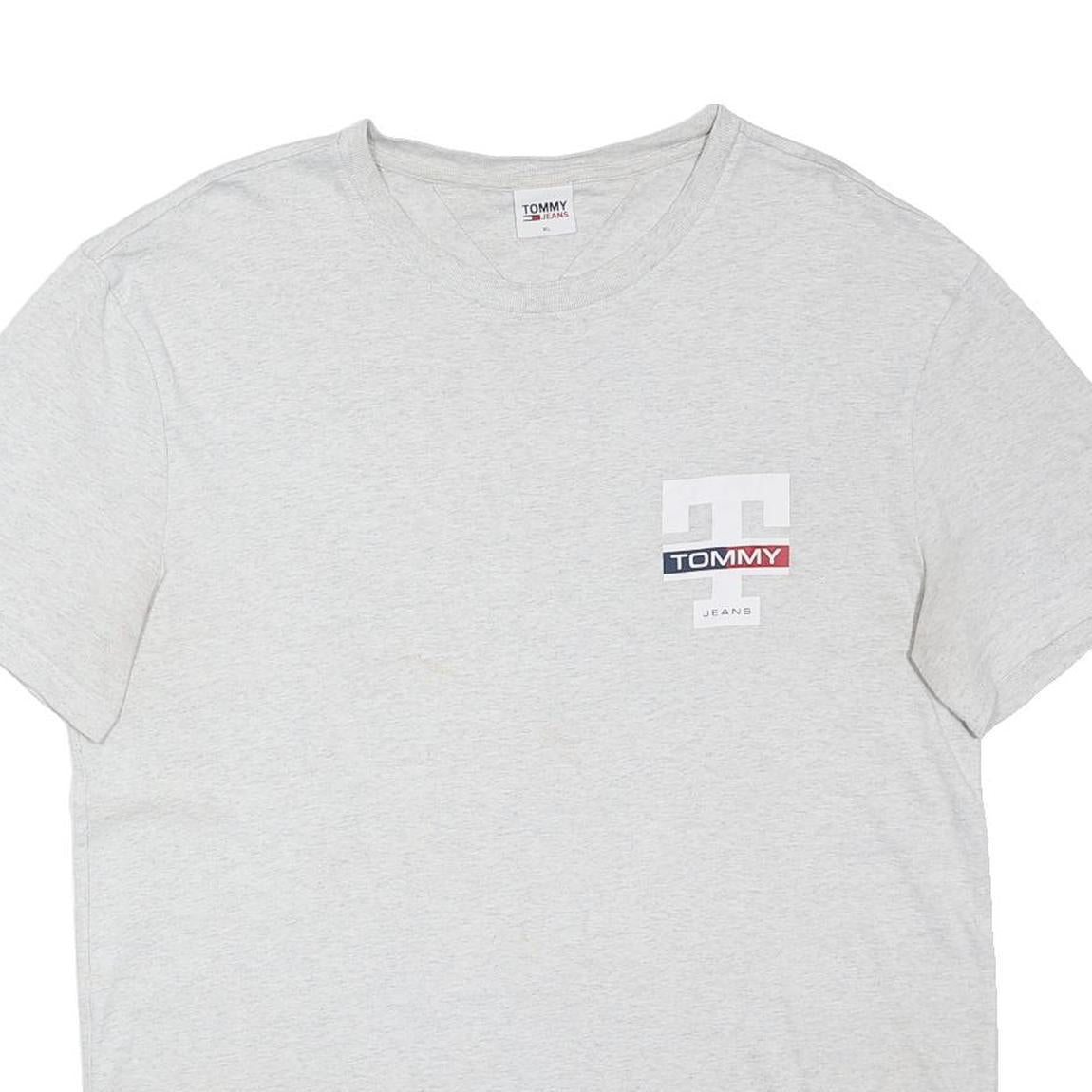TOMMY JEANS Mens Grey Graphic T-Shirt XL Short Sleeve Crew Neck Cotton Blend
