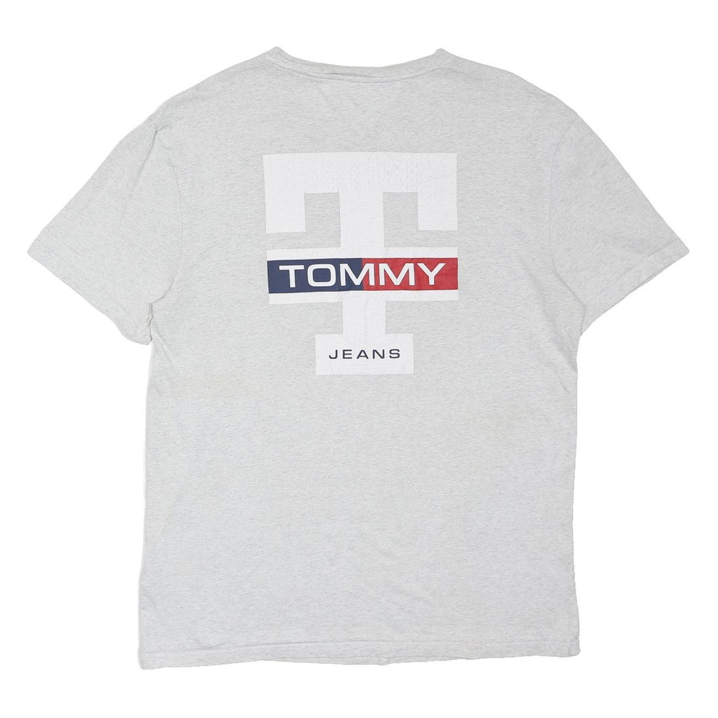TOMMY JEANS Mens Grey Graphic T-Shirt XL Short Sleeve Crew Neck Cotton Blend