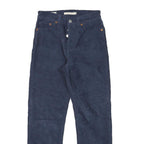 LEVI'S Womens Navy Cotton Blend Regular Fit Straight Trousers W24 L25 Button