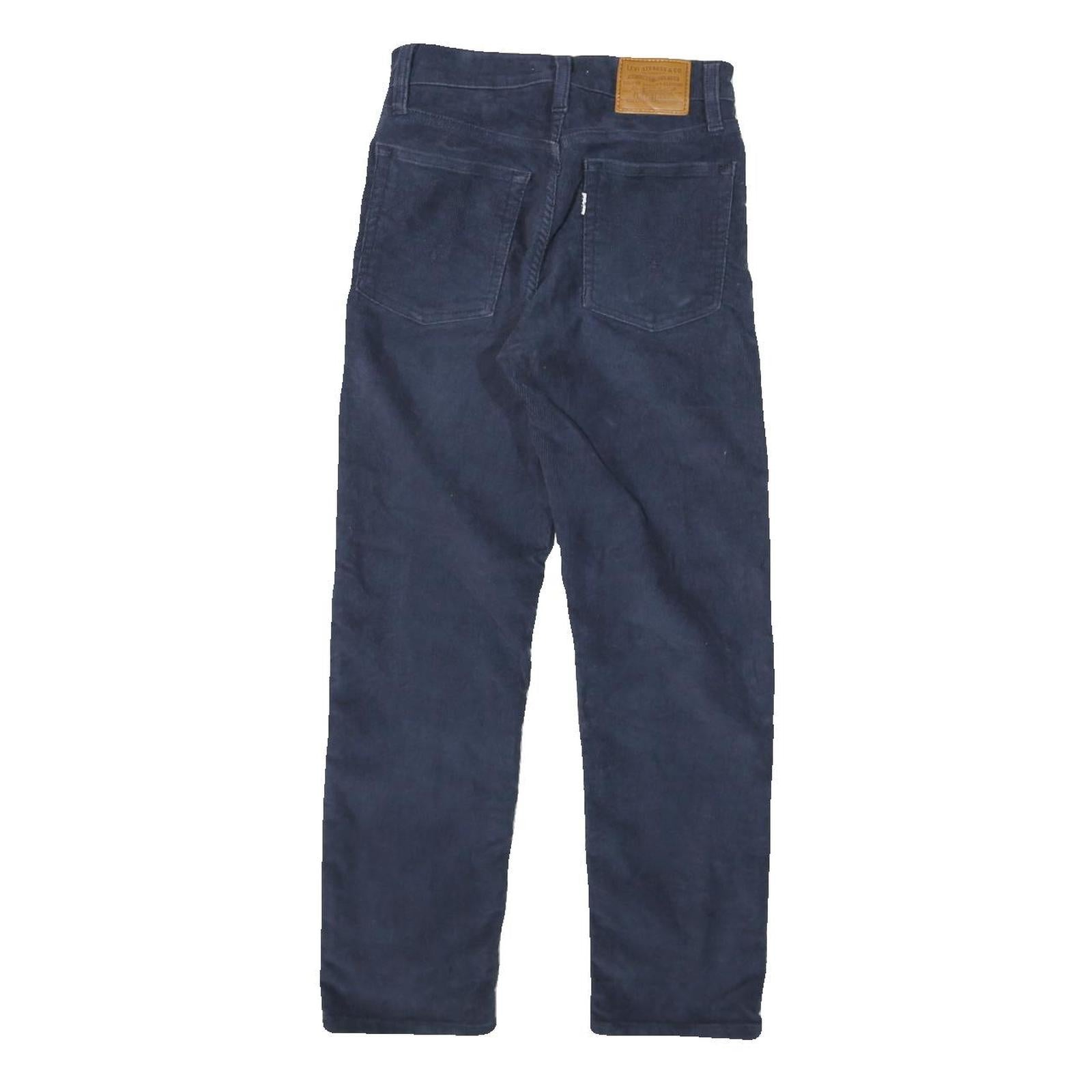 LEVI'S Womens Navy Cotton Blend Regular Fit Straight Trousers W24 L25 Button