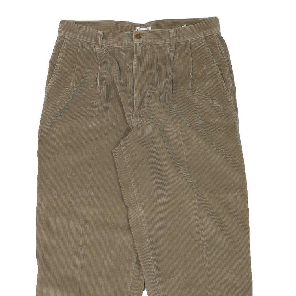 CLAIBORNE Mens Cotton Blend Beige Relaxed Straight Trousers W34 L27 Casual