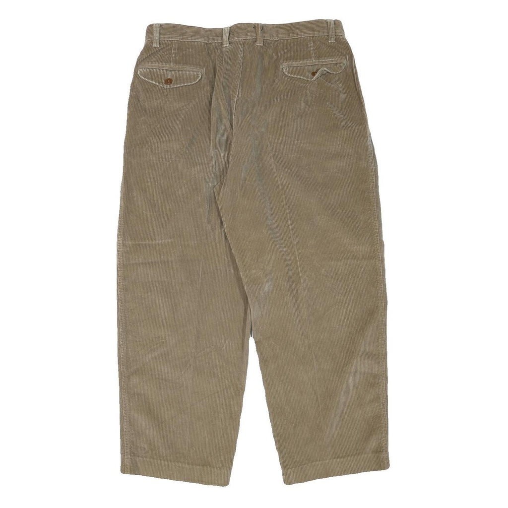 CLAIBORNE Mens Cotton Blend Beige Relaxed Straight Trousers W34 L27 Casual