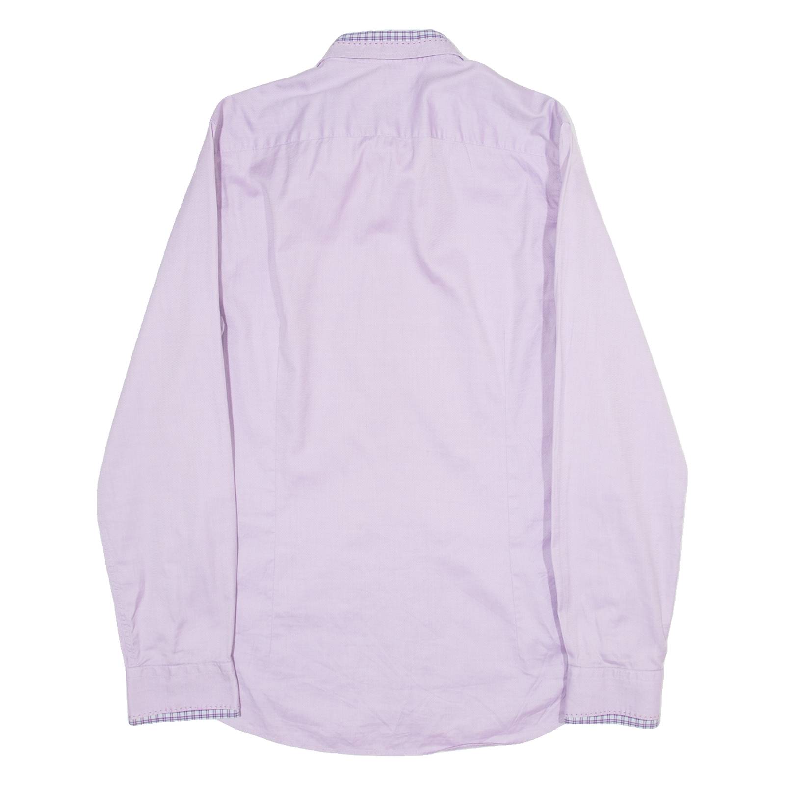 TED BAKER Mens Plain Shirt Purple Long Sleeve M