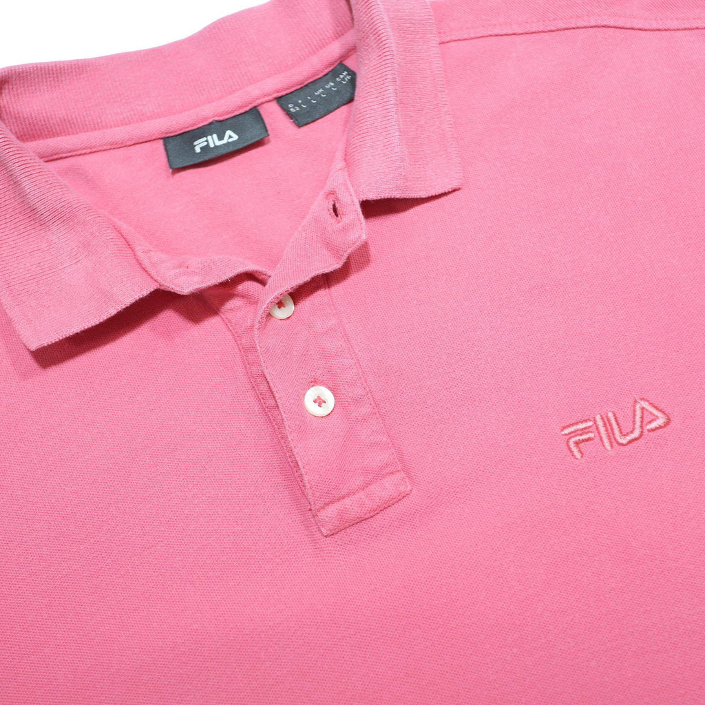 FILA Mens Pink Short Sleeve Plain L Polo Shirt Cotton Casual Summer