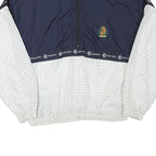 CUCCINI Mens Navy & White Sports Jacket L Polyester Blend Zip Grid Pattern