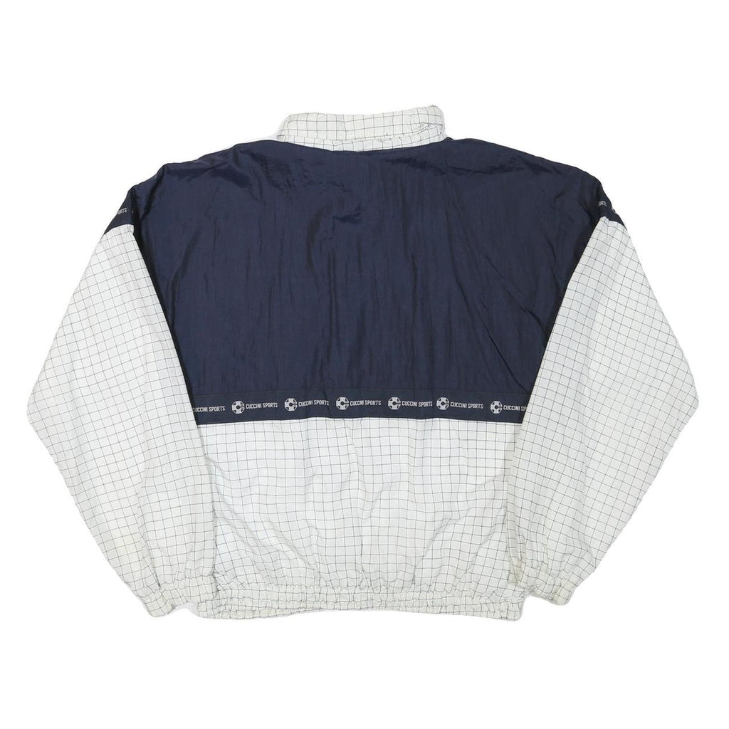 CUCCINI Mens Navy & White Sports Jacket L Polyester Blend Zip Grid Pattern