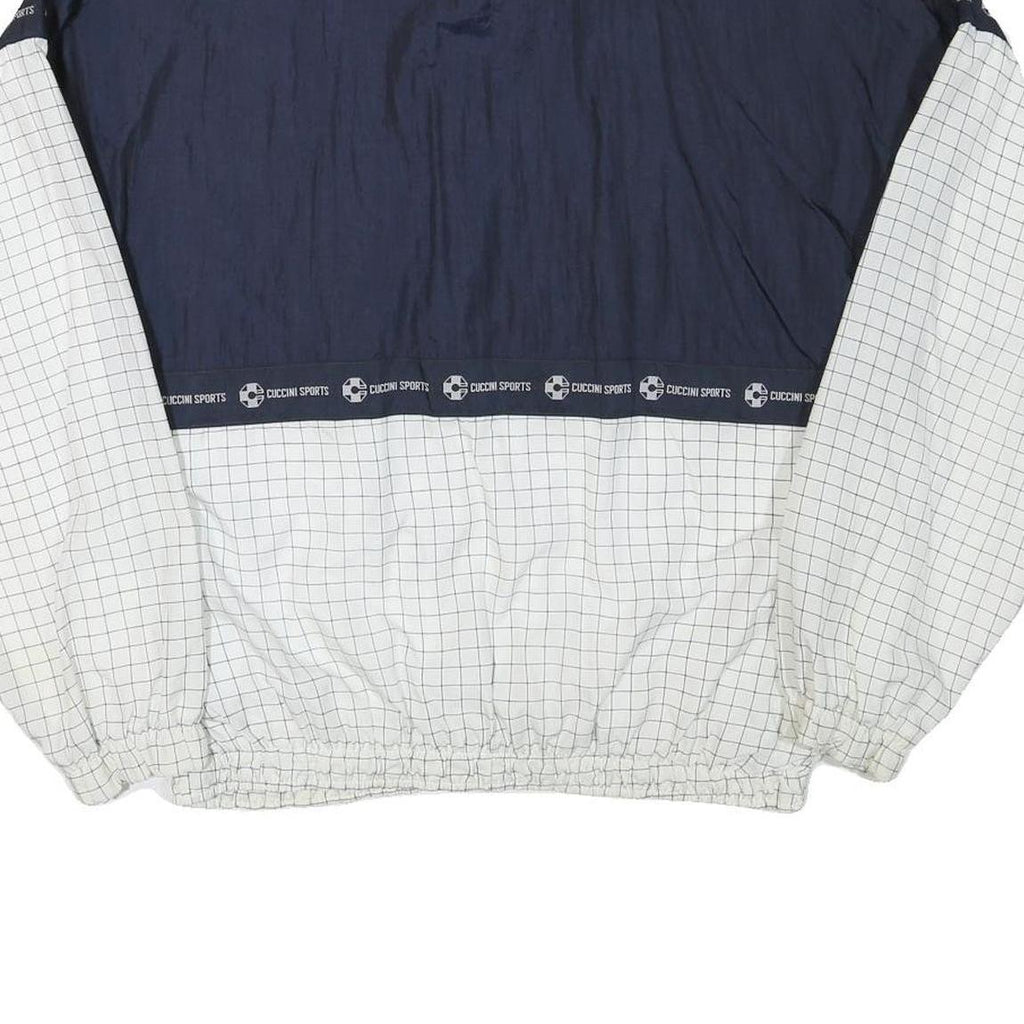 CUCCINI Mens Navy & White Sports Jacket L Polyester Blend Zip Grid Pattern