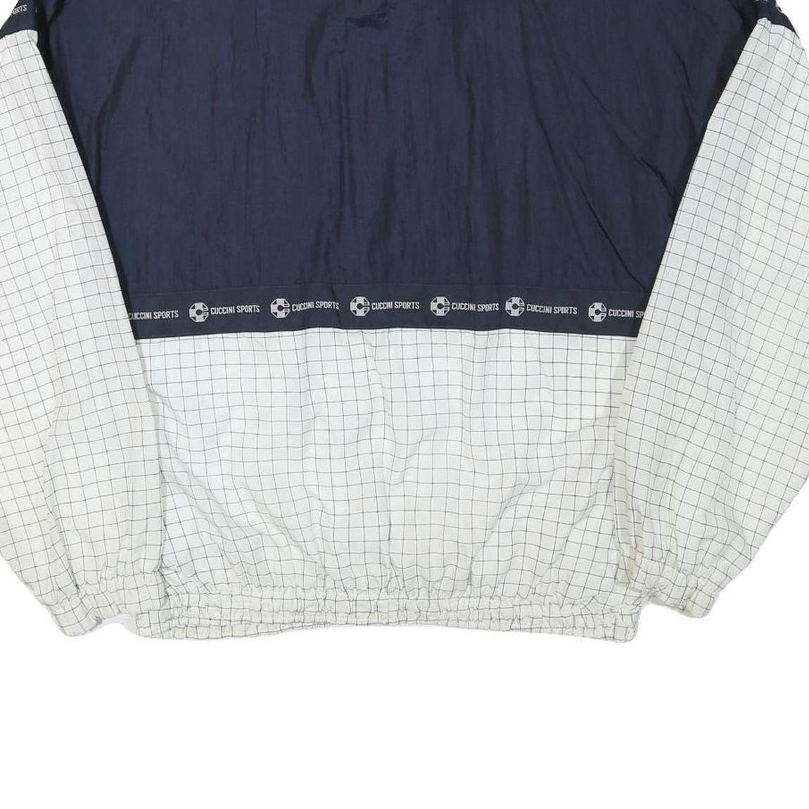 CUCCINI Mens Navy & White Sports Jacket L Polyester Blend Zip Grid Pattern