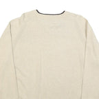 TOMMY HILFIGER Mens Beige Crew Neck Plain Cotton Jumper L Lightweight Casual