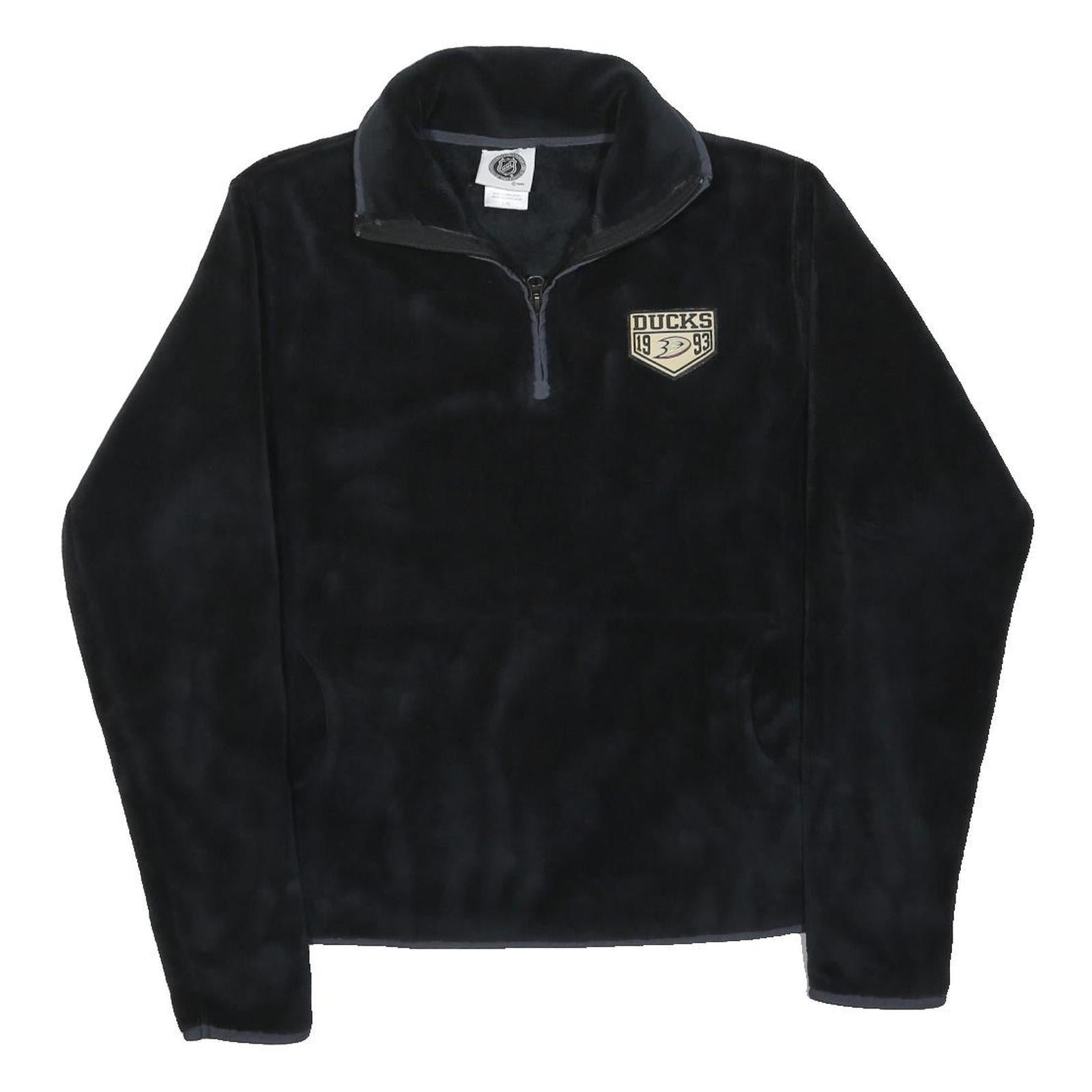 NHL Womens Black Polyester Zip-Up Jacket L Fleece Plain Ducks Embroidered