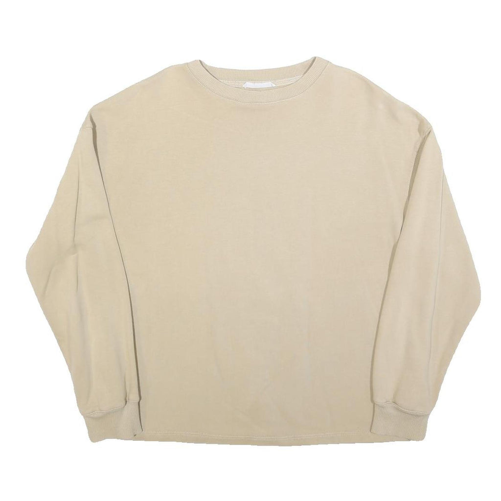 MANGO Womens Beige Crew Neck S Cotton Blend Pullover Sweatshirt Casual