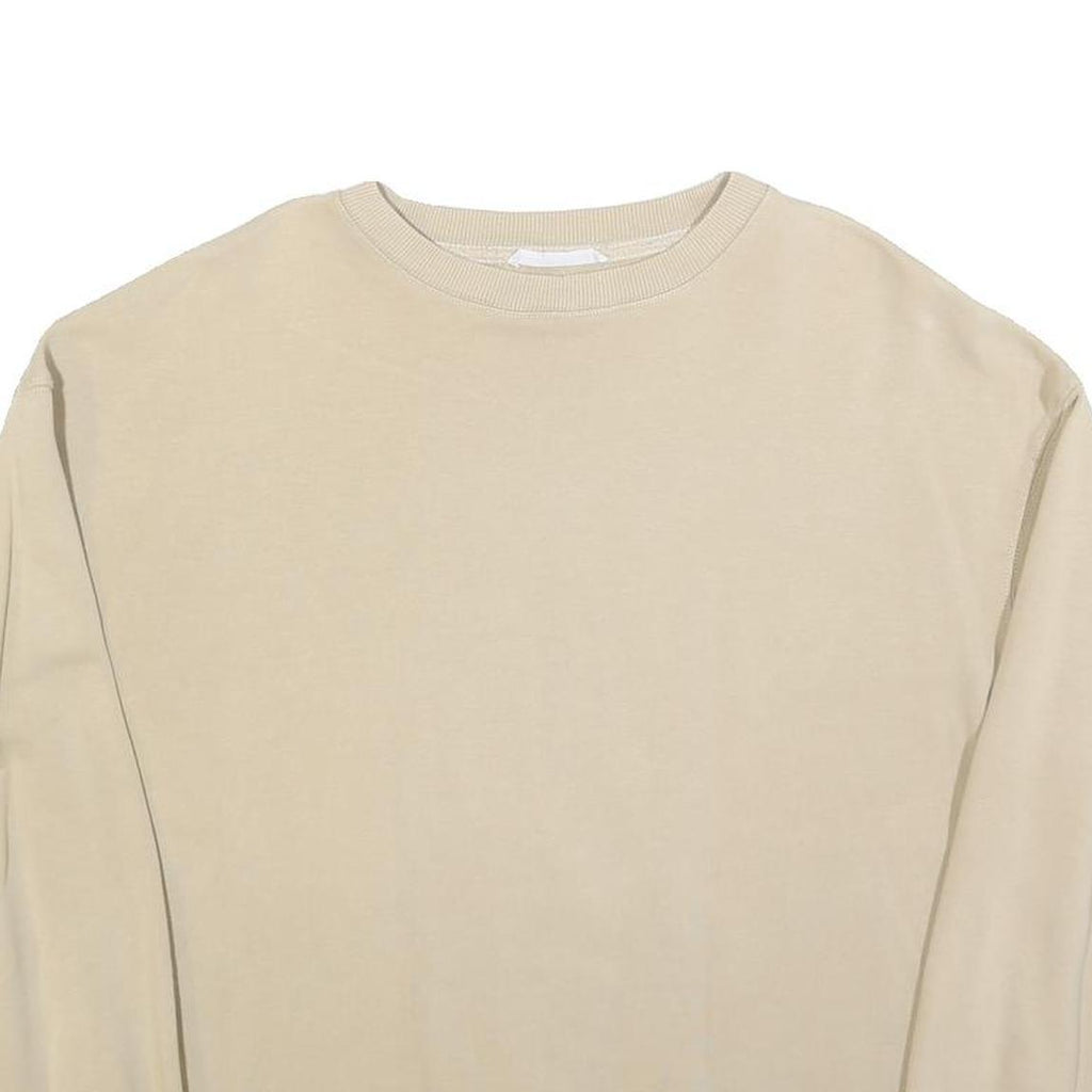 MANGO Womens Beige Crew Neck S Cotton Blend Pullover Sweatshirt Casual
