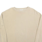 MANGO Womens Beige Crew Neck S Cotton Blend Pullover Sweatshirt Casual