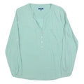 TOM TAILOR Womens Mint Blue Plain Blouse Long Sleeve Button Neck Size S