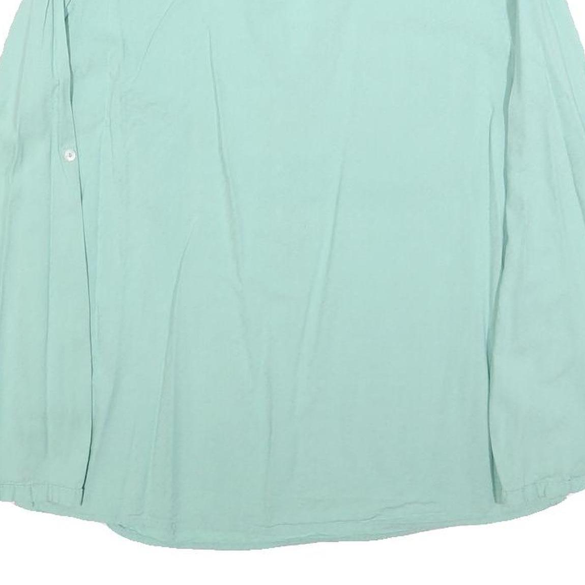 TOM TAILOR Womens Mint Blue Plain Blouse Long Sleeve Button Neck Size S