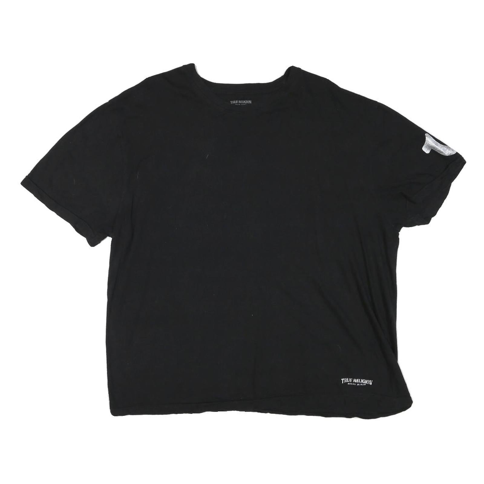 TRUE RELIGION Mens Black Graphic T-Shirt XL Short Sleeve Crew Neck Cotton Blend