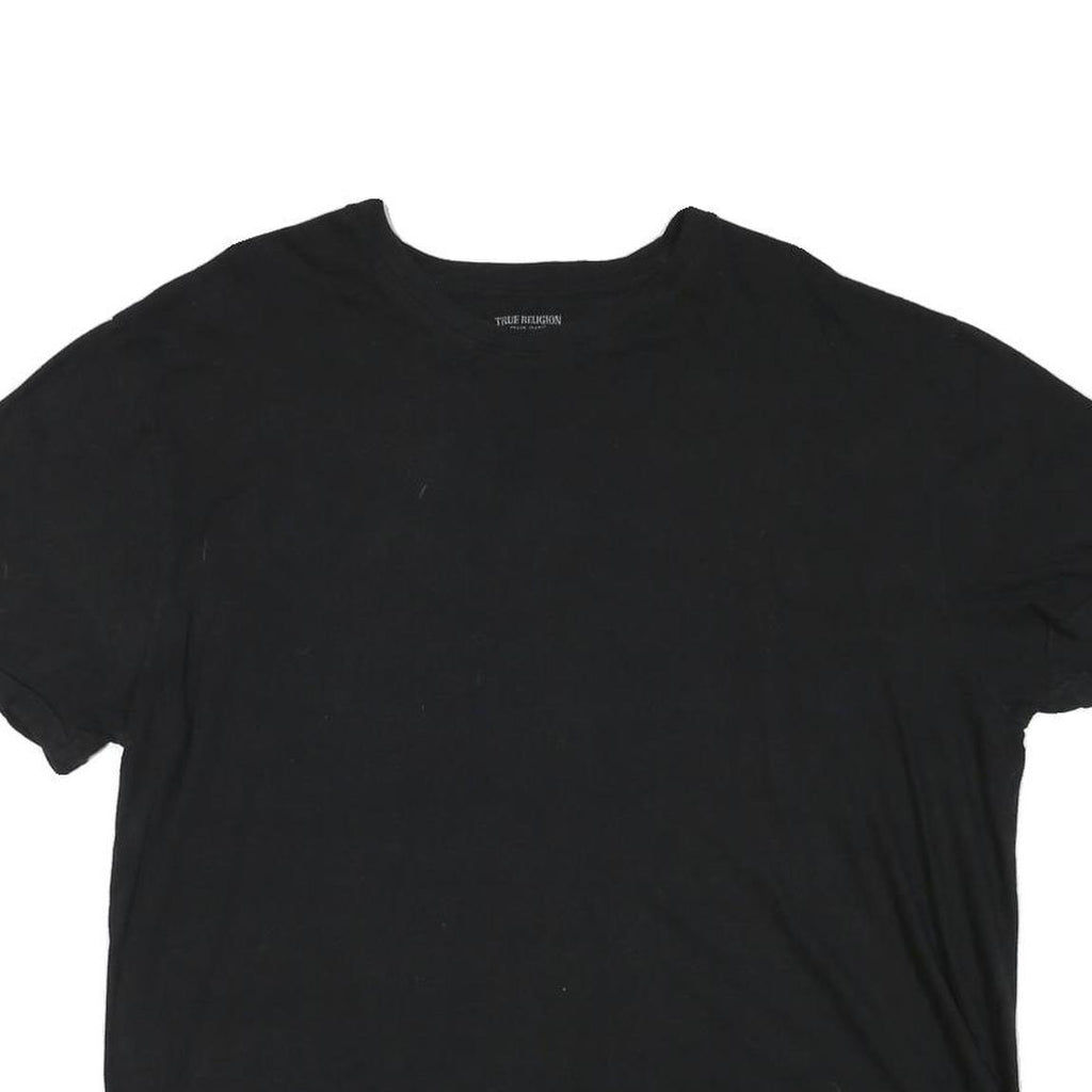 TRUE RELIGION Mens Black Graphic T-Shirt XL Short Sleeve Crew Neck Cotton Blend