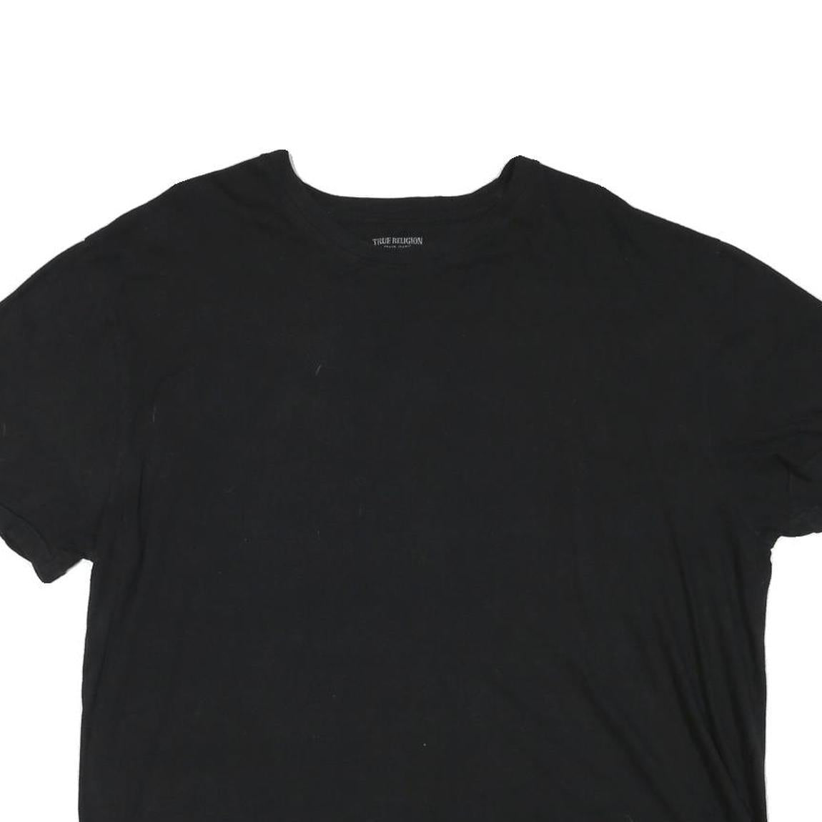 TRUE RELIGION Mens Black Graphic T-Shirt XL Short Sleeve Crew Neck Cotton Blend