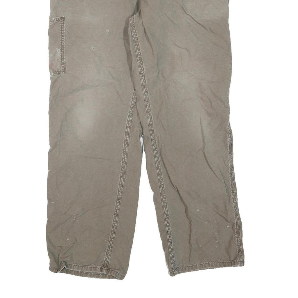 CARHARTT Mens Cotton Blend Beige Regular Fit Straight Trousers W36 L32 Workwear